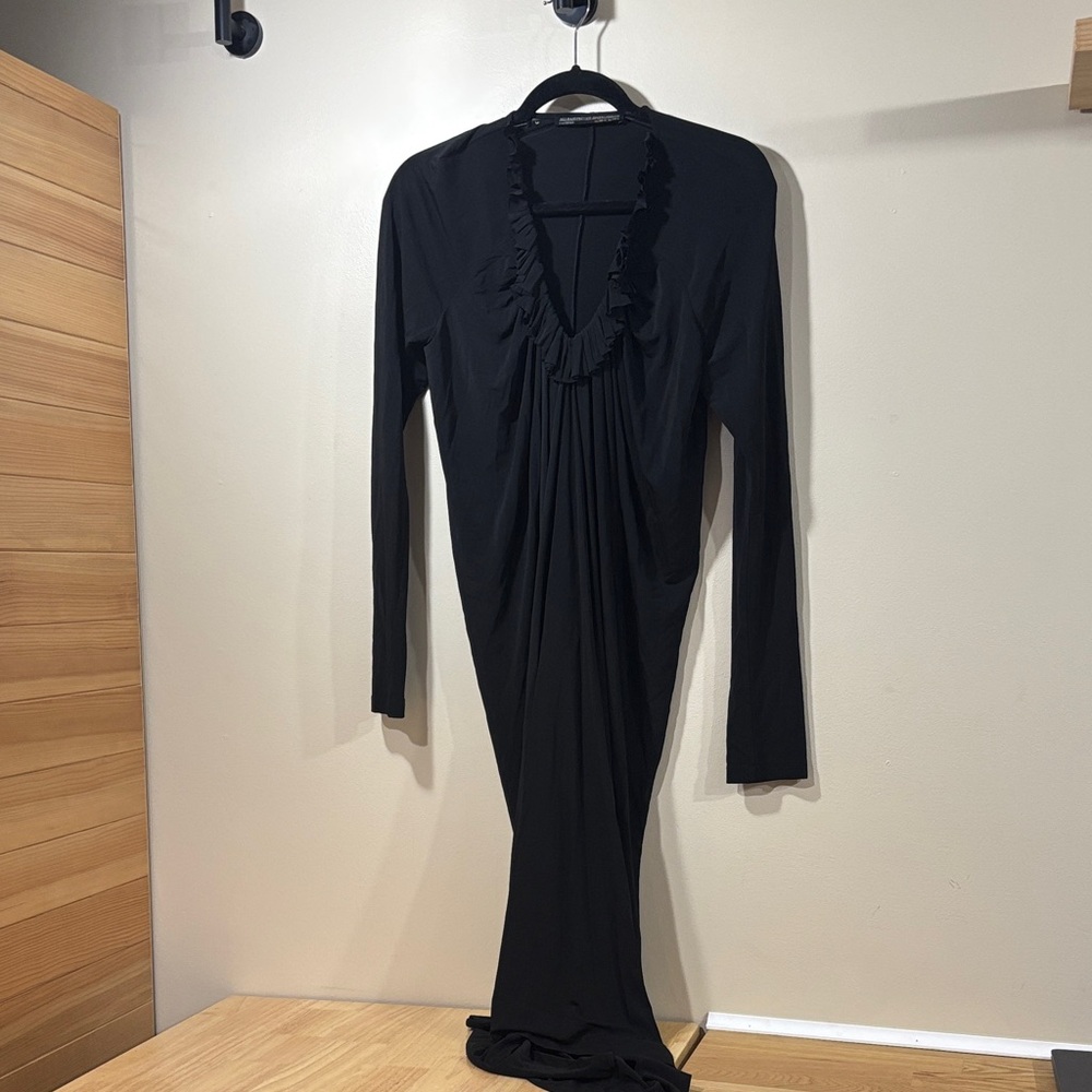 All Saints Black Ruffled Long Sleeve Dress